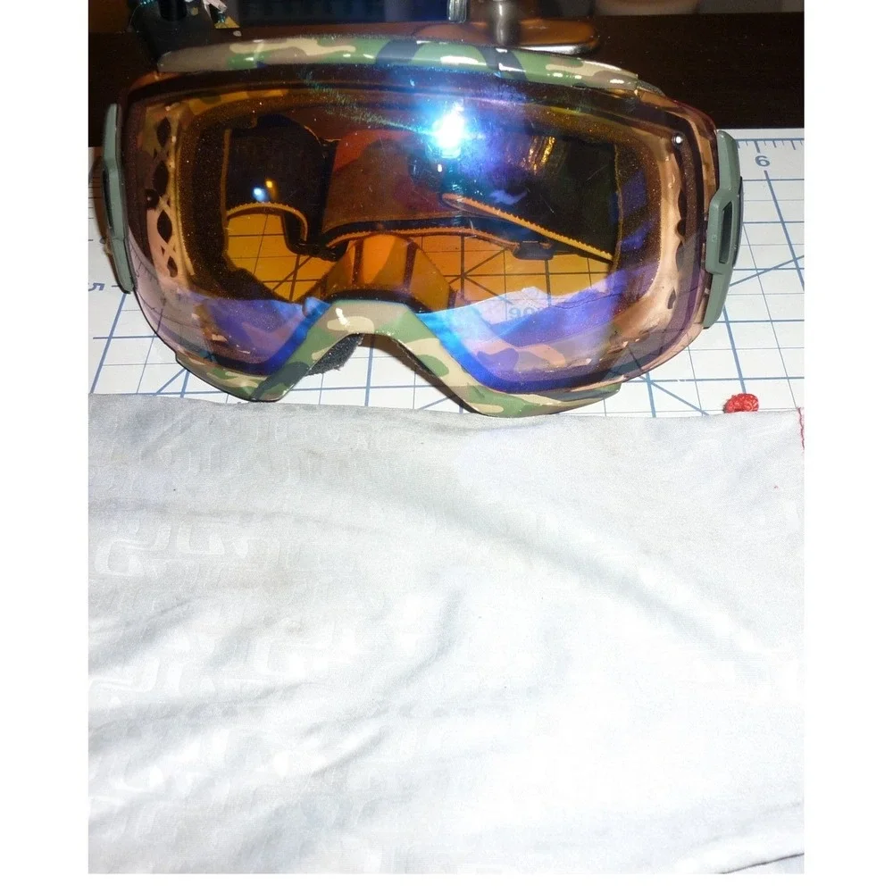 Smith Optics Snow Goggles Camo Frame Plaid Tiger Stripe Strap Mirrored Lens